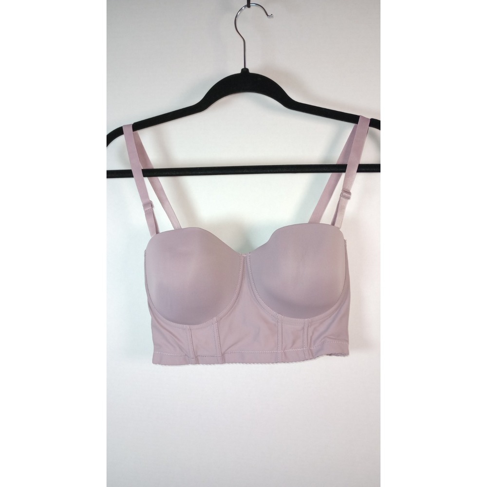 Lavender Mauve Corset Bustier Bra Solid Adjustable Straps 42D